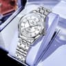 Elegant Automatic Mechanical Watch For Women With Grey Double Scale Dial Waterproof Date 12