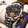 Luxury Black Rose Skeleton Automatic Mechanical Watch For Men With Luminous Sapphire Crystal Dial 7