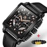 Original Quartz Square Chronograph Watch For Men With Leather Strap Waterproof Sport Design 8