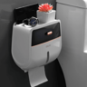 Wall Mounted Toilet Paper Holder With Double Layer Bathroom Organizer Shelf 8