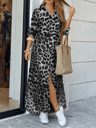 Leopard Print Shirt Dress For Women Long Sleeve Button Up Maxi Dress 8