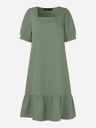 Vintage Square Neck Summer Dress With Lantern Sleeves And Ruffle Trim 7