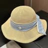 Wide Brim Straw Hat With Plaid Ribbon And Dome Crown For Women 3