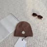 Unisex Cable Knit Beanie Hat With Round Patch For Warm Winter Wear 4