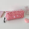 Quilted Heart Grid Pencil Pouch Korean Style Student Stationery Bag 8