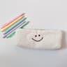 Cute Smiley Embroidery Plush Pencil Case Kawaii Pencil Bag For Kids School Supplies Gift 6