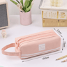 Large Capacity Double Zipper Pencil Case Portable School Supplies Organizer
