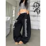 Womens Gray Baggy Sweatpants Gothic Letter Print Wide Leg Pants 6