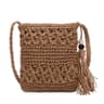 Boho Straw Beach Bag Woven Crochet Shoulder Purse With Tassel For Summer Travel 0