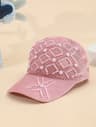 Womens Mesh Baseball Cap With Pearl Clover Design Adjustable Sun Protection Hat 5