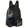 Multi Pocket Mesh Drawstring Backpack With Wet Dry Storage For Gym Beach  Swimming 2
