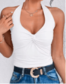 Luna Chic Halter Crop Top Backless Bodycon Top For Women 1