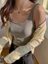 Built In Bra Tank Top For Women Square Neck Backless Shelf Bra Summer Camisole 3