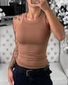 Womens Ribbed Tank Top Stretch Summer Camisole Basic Sleeveless Top 1