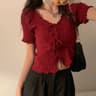 Womens Ribbed Crop Top VNeck Knit Summer Casual TShirt 3
