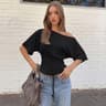 Womens Off Shoulder Asymmetrical Neck Top Drawstring Waist Slim Fit Casual TShirt 3