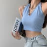 Lace Up Halter Crop Top For Women V Neck Hollow Out Summer Camisole 3