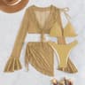 Long Sleeve Swimsuit Bikini Set For Women With Beach Cover Up 5