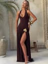 Chaxiaoa Elegant Backless Sexy Maxi Dress Set Women Halter Bodysuit And Maxi Skirt Matching Set Fem 1