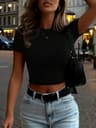Womens Crop Top Breathable Yoga Crop Top Soft Stretch Workout T Shirt 3