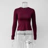 Womens Long Sleeve Top Slim Fit Crew Neck Thumb Hole Shirt Casual Basic Tee 4