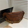 Large Capacity Corduroy Waist Bag Women Anti Theft Crossbody Purse 2