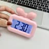 Cute LED Digital Alarm Clock With Bowknot Design Temperature Display Night Light Mini Bedside Clock 2