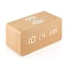 Wooden Digital Alarm Clock With Wireless Charging LED Bedside Clock Temperature And Humidity Displa