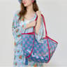 Color Block Mesh Beach Bag Large Capacity Beach Tote For Pool Travel 1