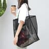 Extra Large Mesh Beach Bag With Transparent Tote And Cosmetic Pouch 2