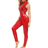 Shiny PU Leather Bodysuit Zipper Front Catsuit For Clubwear And Cosplay 1