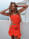 White Starfish Print Backless Spaghetti Strap Bodycon Mini Dress 1
