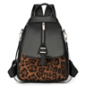 Leopard PU Leather Backpack For Women Retro Zip School Bag 0