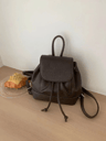 PU Leather Mini Backpack For Women Cute Flap Drawstring College Bag 1
