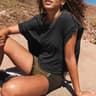 Women Open Back Crop Top Loose Fit Short Sleeve Summer Beach Workout Tee 1