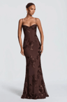 Floral Embellished Strapless Evening Dress Slim Fit Backless Formal Party Gown 4