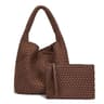 Neoprene And Leather Handwoven Shoulder Bag With Large Capacity Basket Design 3