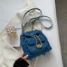 Mini Canvas Denim Backpack Purse For Women With Retro Cowboy Style Chain Detail 2