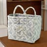 Large Foldable Quilted Canvas Laundry Storage Basket With Fabric Handles 0