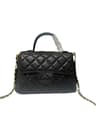 Genuine Leather Mini Shoulder Bag With Zipper Closure And Floral Chain Accents 1