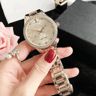 Women Quartz Wrist Watch 38mm Stainless Steel Band Crystal Numeral Dial 0