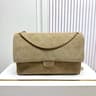 Suede Shoulder Bag With Diamond Pattern And Retro Gold Buckle 3