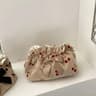 Soft Corduroy Makeup Bag With Cherry Design And Bowknot Zipper Pouch 0