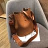 Women Large Capacity PU Leather Bucket Shoulder Bag With Adjustable Crossbody Strap 1