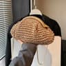 Womens Woven Straw Crossbody Bag With Shell Shape For Summer 1