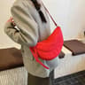 Women Large Capacity Suede Crossbody Bag With Dumpling Shape 0