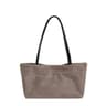Women Khaki Faux Suede Tote Bag With Heart Charm Tassel 0