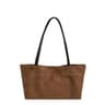 Women Khaki Faux Suede Tote Bag With Heart Charm Tassel 1