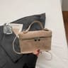 Retro Suede Crossbody Bag For Women With Box Design And Top Handle 4