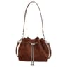 Green Suede Bucket Crossbody Bag For Women With Chain Shoulder Strap 1